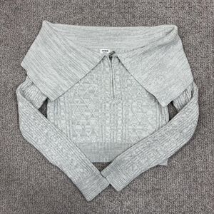 Cotton On Sweater Womens Medium Gray Cable Knit Cropped Capsule Off Shoulder
